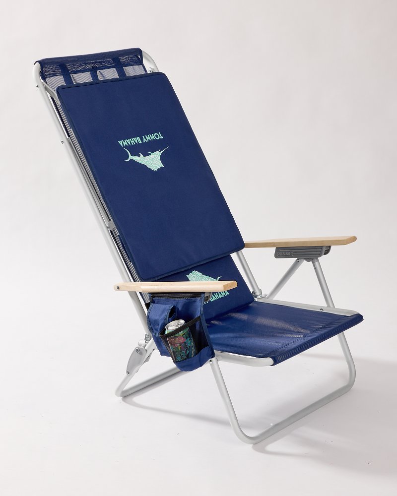 Tommy Bahama Mesh Beach Chair With Shade - Navy