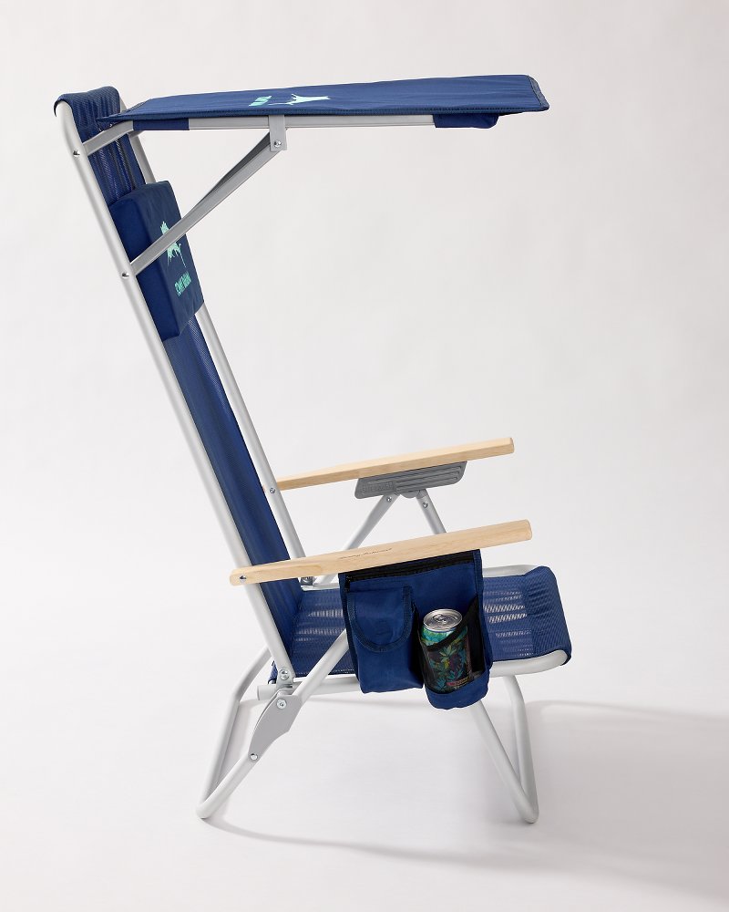 Tommy Bahama Mesh Beach Chair With Shade - Navy