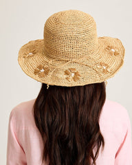 Embroidered Raffia Sun Hat - Natural