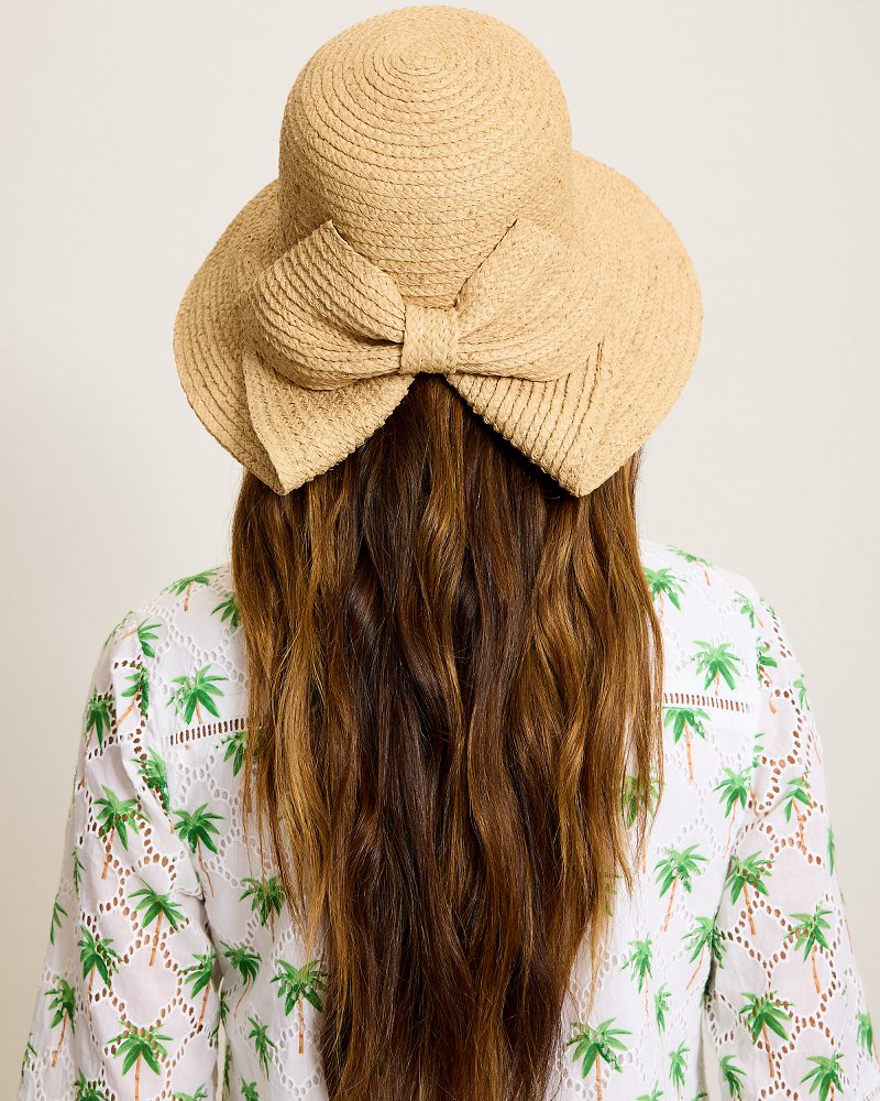 Raffia Bow Bucket Hat - Toast
