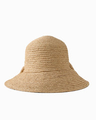 Raffia Bow Bucket Hat - Toast