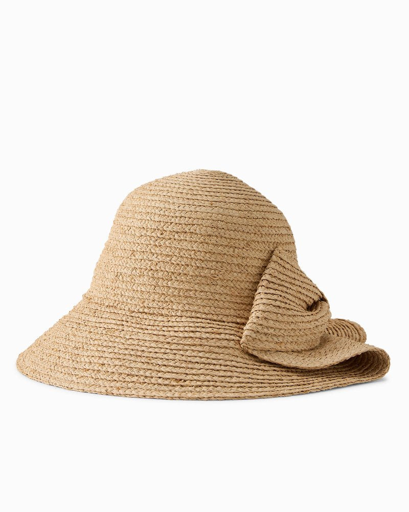 Raffia Bow Bucket Hat - Toast