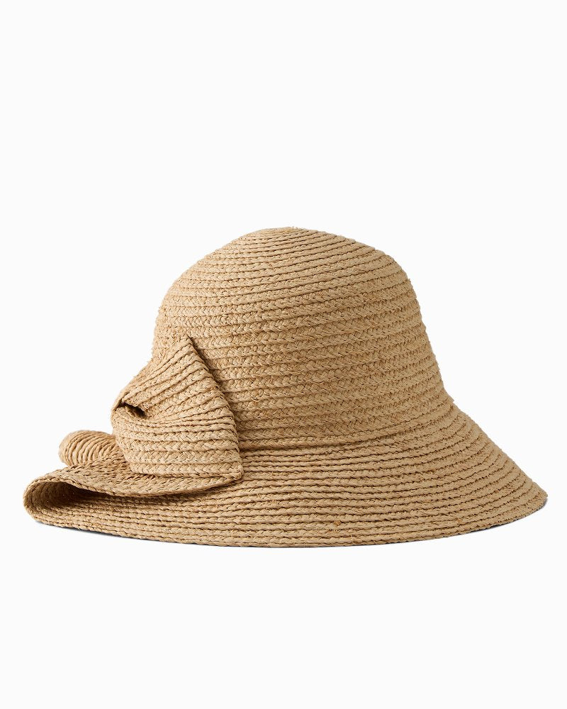 Raffia Bow Bucket Hat - Toast