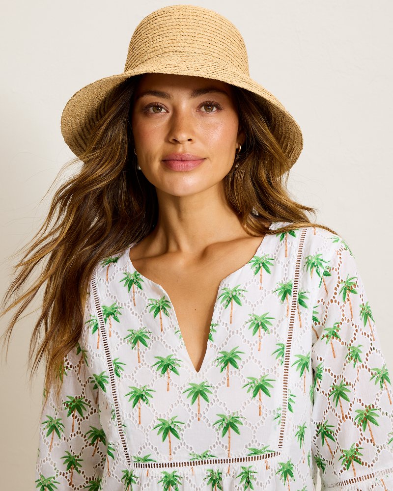 Raffia Bow Bucket Hat - Toast