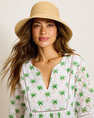 Raffia Bow Bucket Hat - Toast