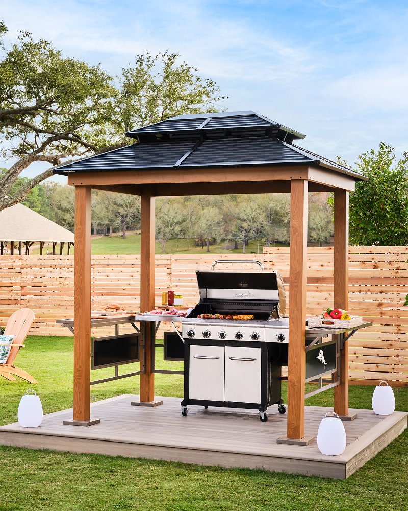 Maui Grill Galvanized Steel Roof Shelter - Natural