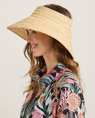 Roll-Up Raffia Packable Visor - Natural