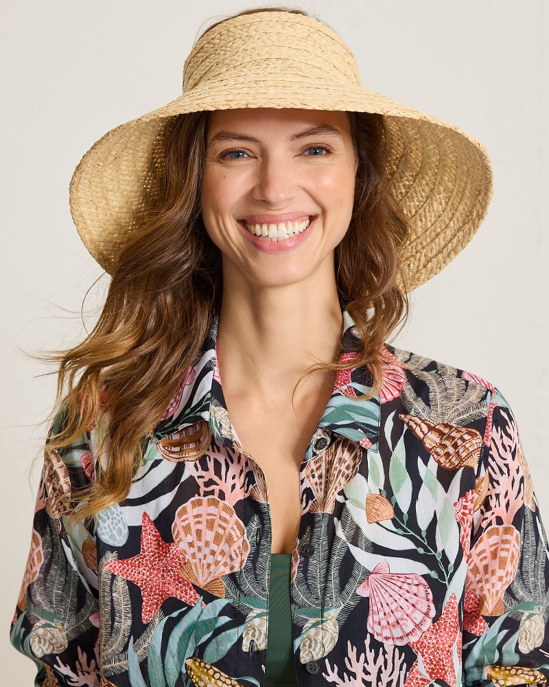 Roll-Up Raffia Packable Visor - Natural