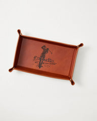 Embossed Leather Trinket Tray - Brown