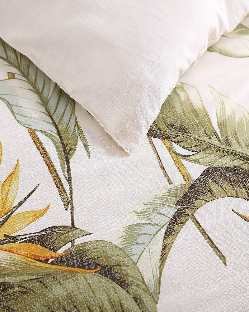 Birds of Paradise Reversible 5-Piece King Comforter Set - Ivory Cream