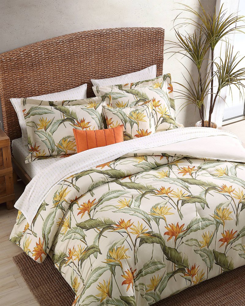 Birds of Paradise Reversible 5-Piece King Comforter Set - Ivory Cream