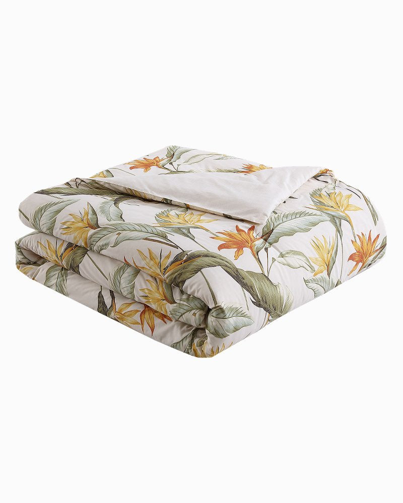 Birds of Paradise Reversible 5-Piece King Comforter Set - Ivory Cream