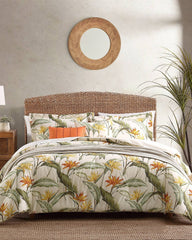 Birds of Paradise Reversible 5-Piece King Comforter Set - Ivory Cream