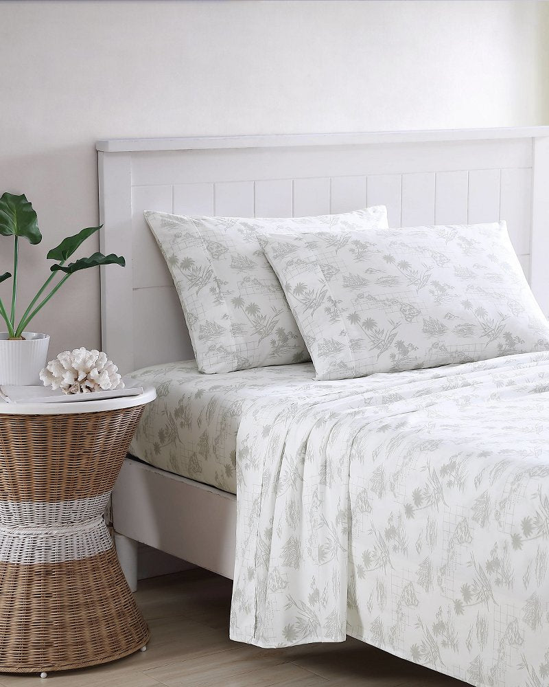 Vintage Map 4-Piece Queen Sheet Set - Grey