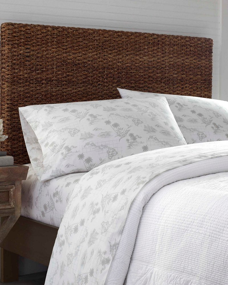 Vintage Map 4-Piece Queen Sheet Set - Grey