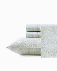 Crane Flower 4-Piece Cotton Cooling King Sheet Set - Green