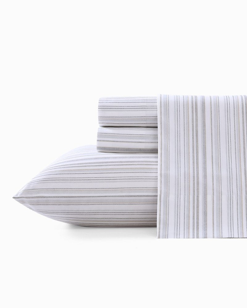 Kahanu Stripe 4-Piece Queen Sheet Set - Grey