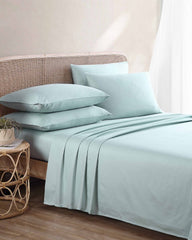 Solid Sateen 6-Piece Queen Sheet Set - Blue
