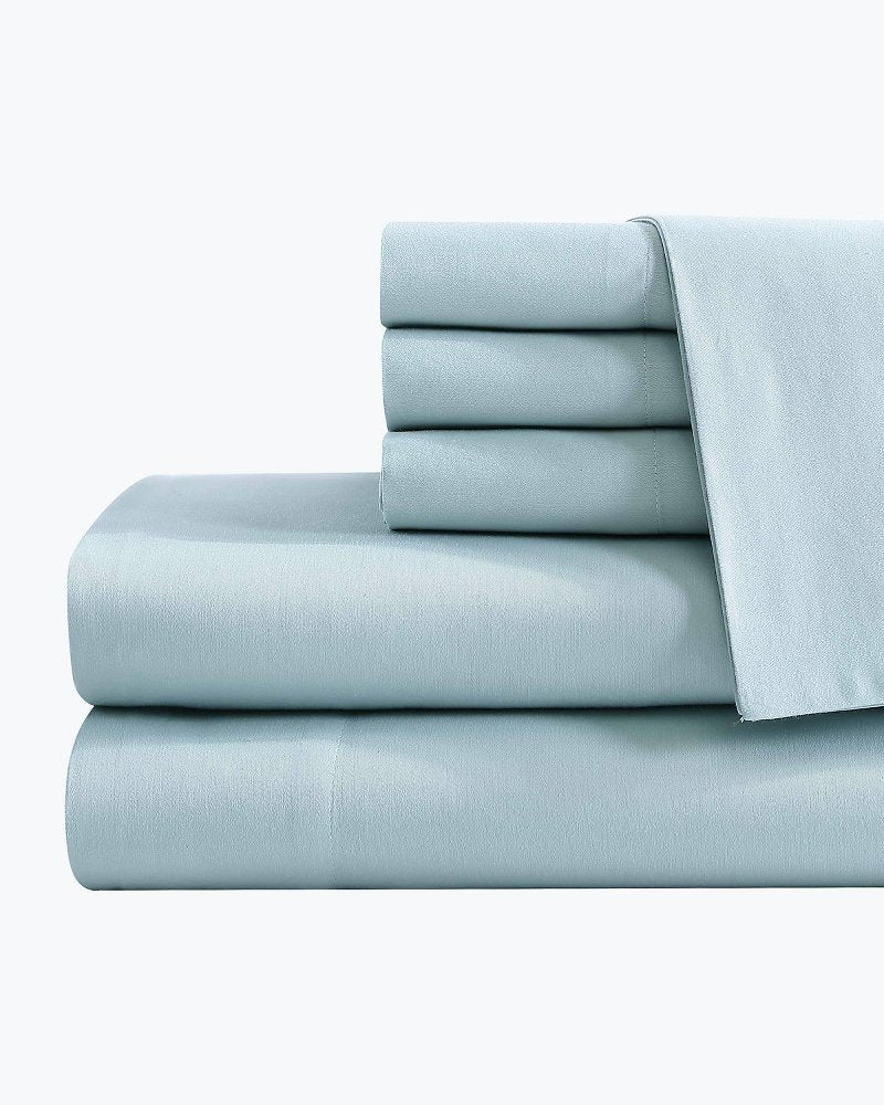 Solid Sateen 6-Piece Queen Sheet Set - Blue