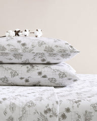 Vintage Map 4-Piece King Sheet Set - Brown