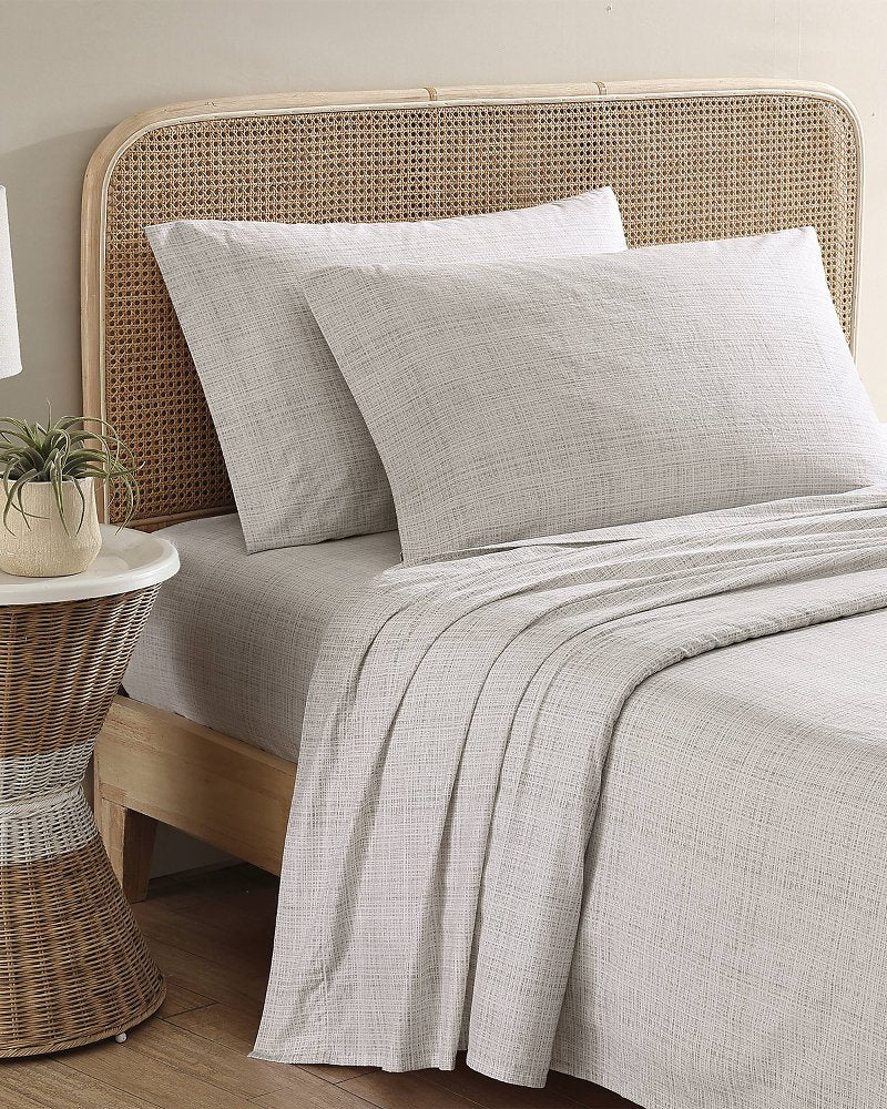 Raffia Linen 4-Piece King Sheet Set - Khaki