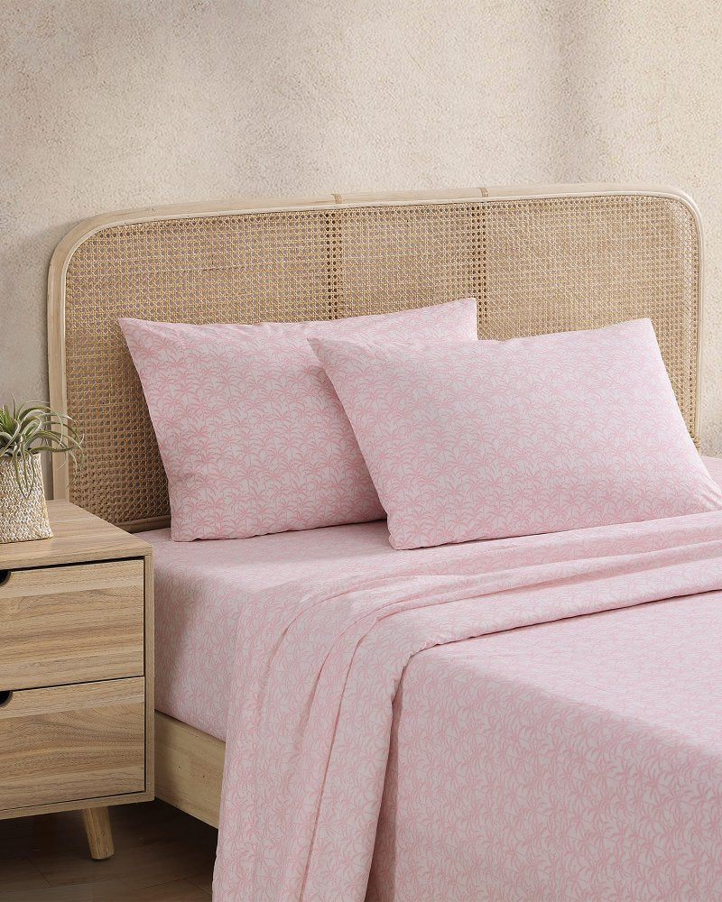 Lovely Palms 4-Piece Queen Sheet Set - Pink