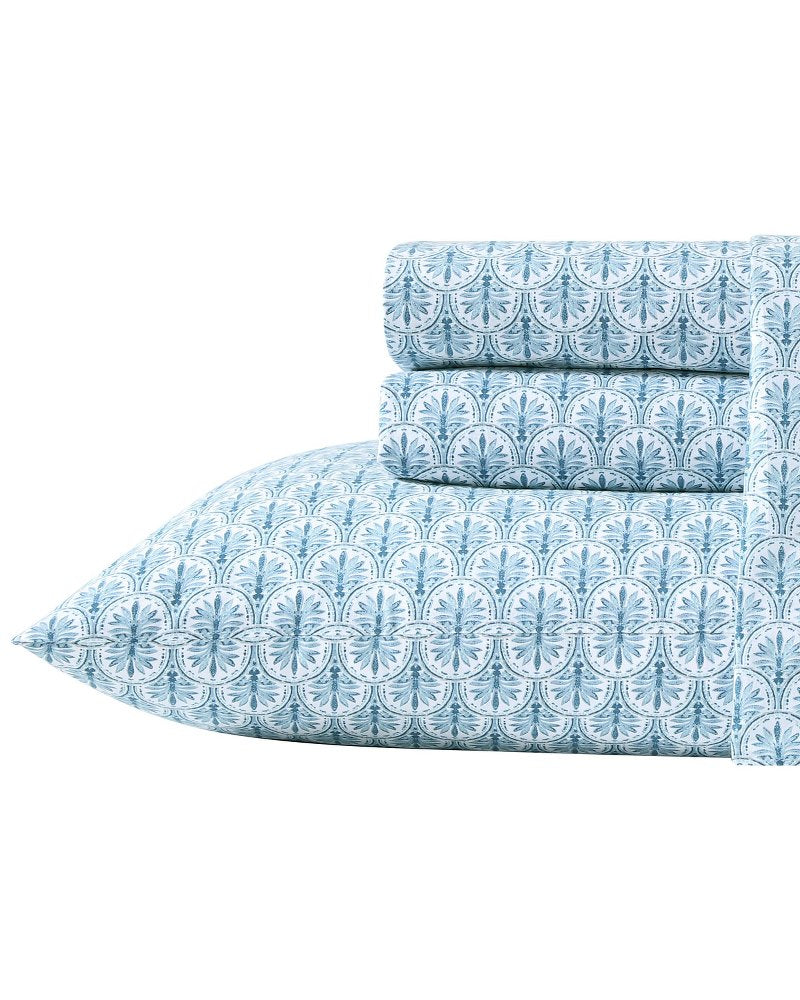 Coastal Batik Blue 4-Piece Queen Sheet Set - Blue