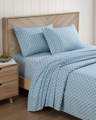 Coastal Batik Blue 4-Piece King Sheet Set - Blue