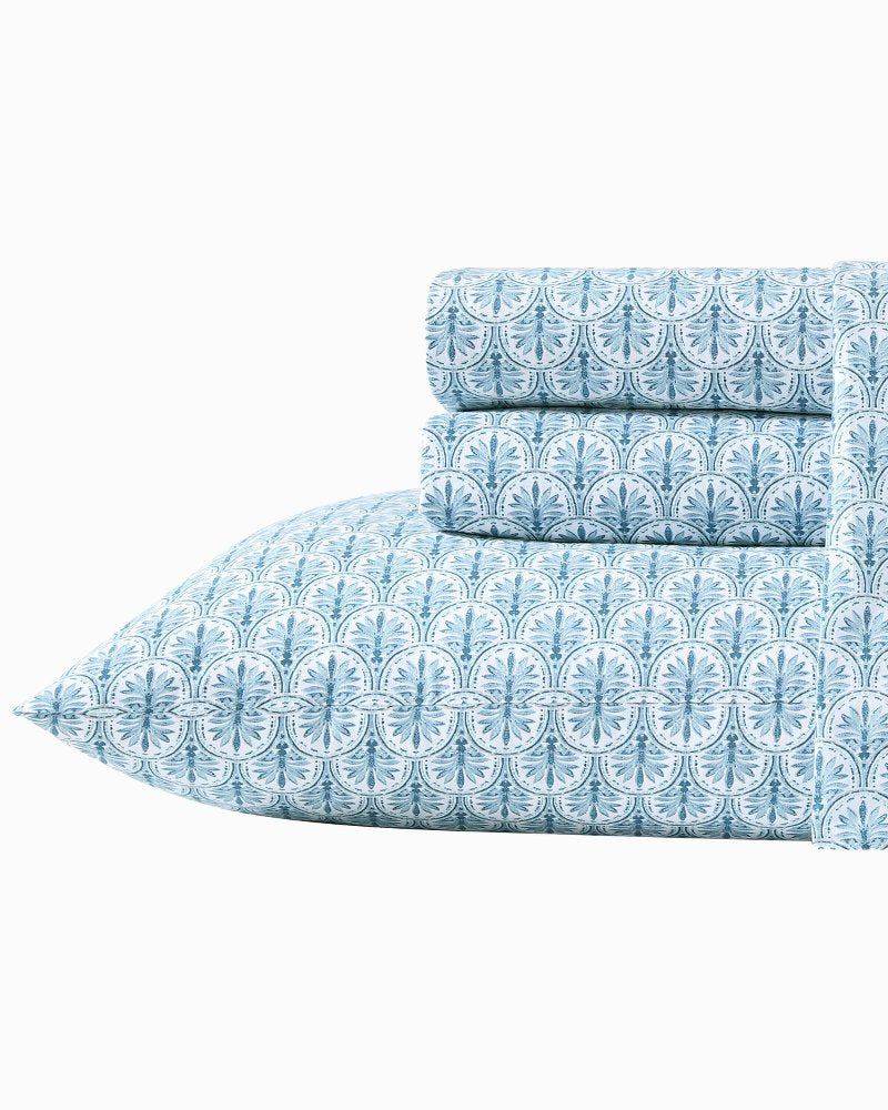 Coastal Batik Blue 4-Piece King Sheet Set - Blue