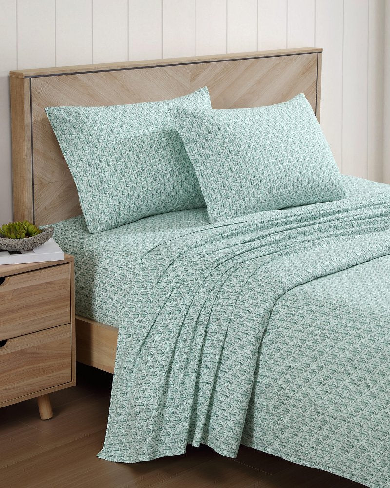 Coastal Batik Green 4-Piece King Sheet Set - Spring Green
