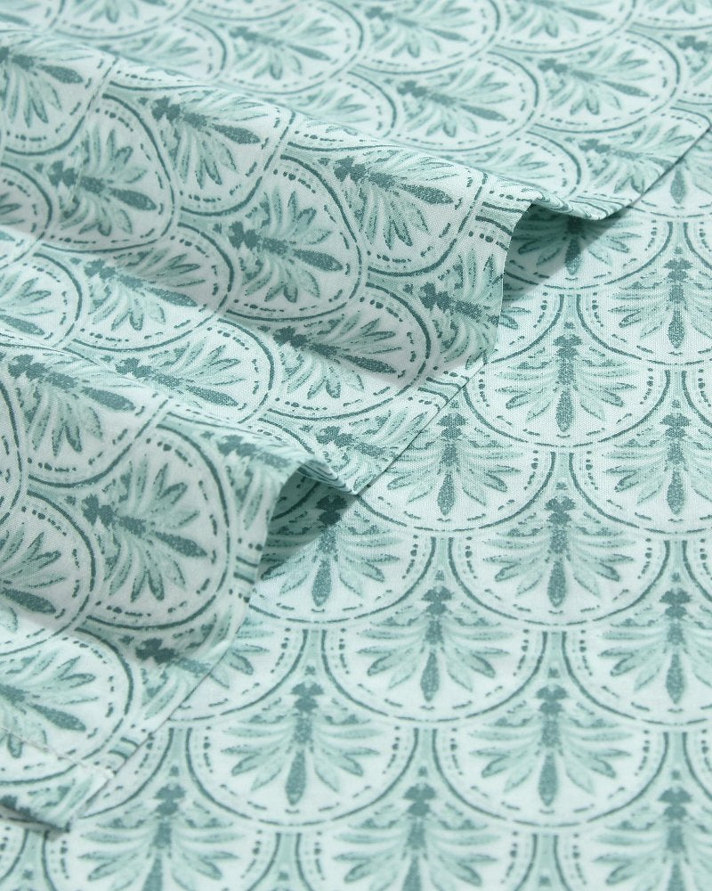 Coastal Batik Green 4-Piece King Sheet Set - Spring Green