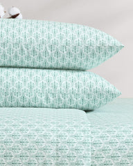 Coastal Batik Green 4-Piece King Sheet Set - Spring Green