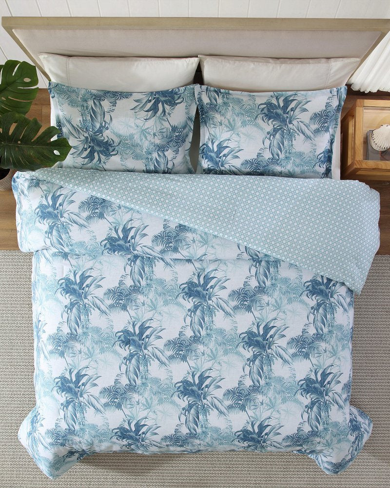 Legacy Palms Reversible 3-Piece Full/Queen Comforter Set - Bristol Blue