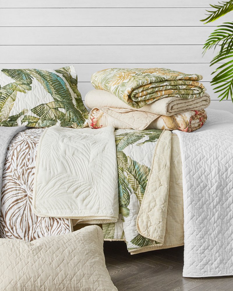 Fiesta Palms Reversible 3-Piece Full/Queen Quilt Set - Green