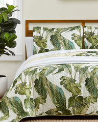 Fiesta Palms Reversible 3-Piece Full/Queen Quilt Set - Green