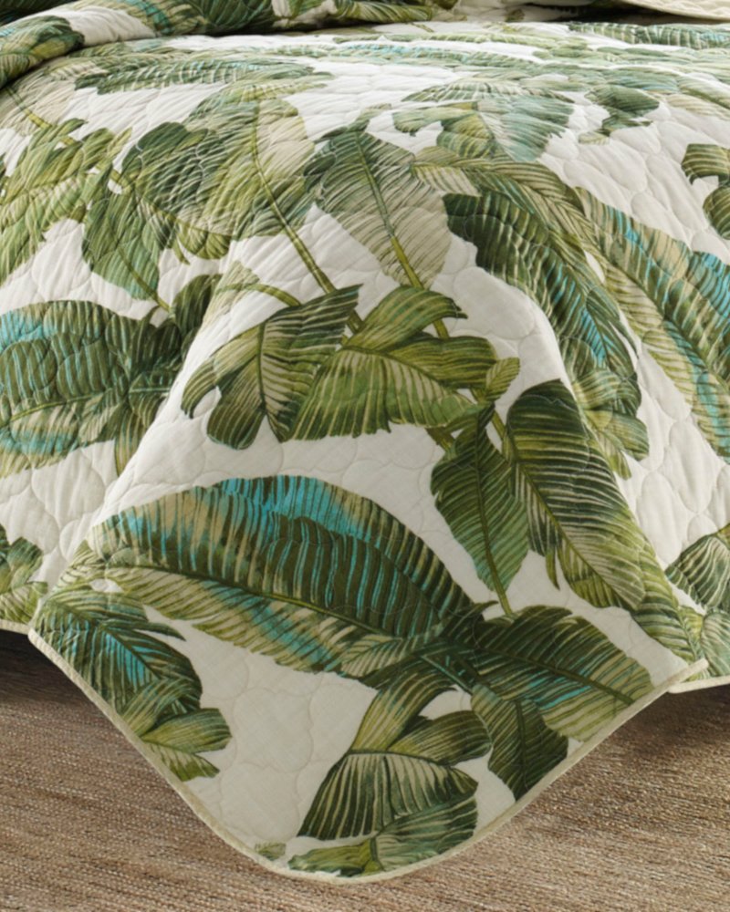 Fiesta Palms Reversible 3-Piece Full/Queen Quilt Set - Green