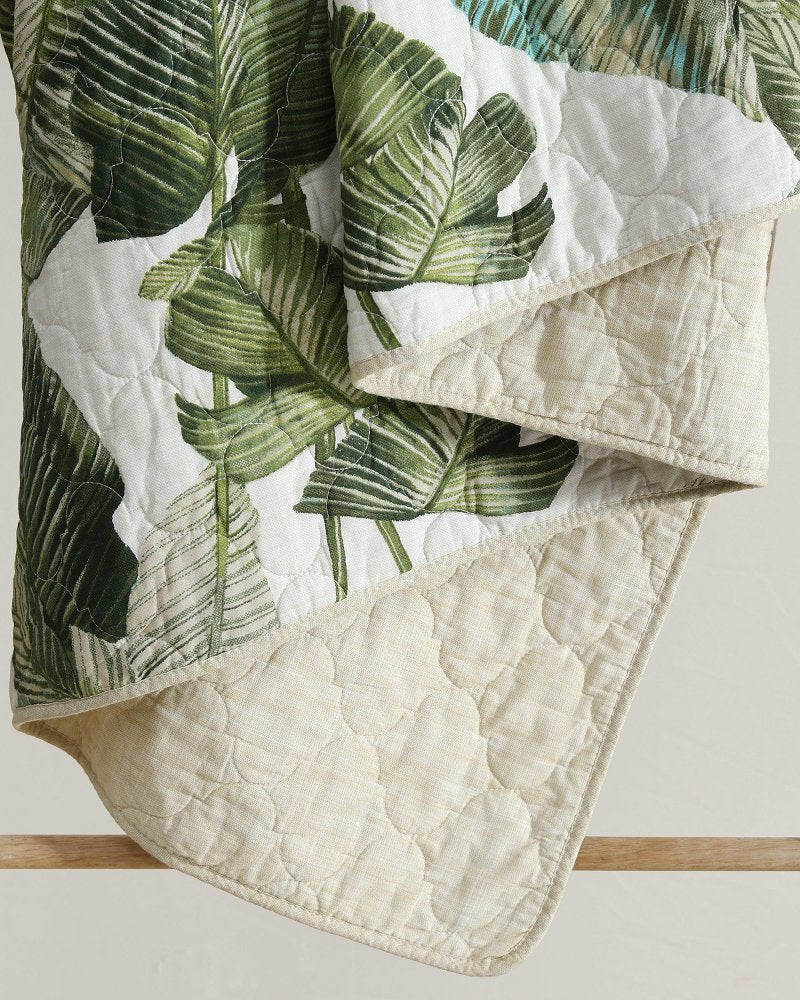 Fiesta Palms Reversible 3-Piece King Quilt Set - Green