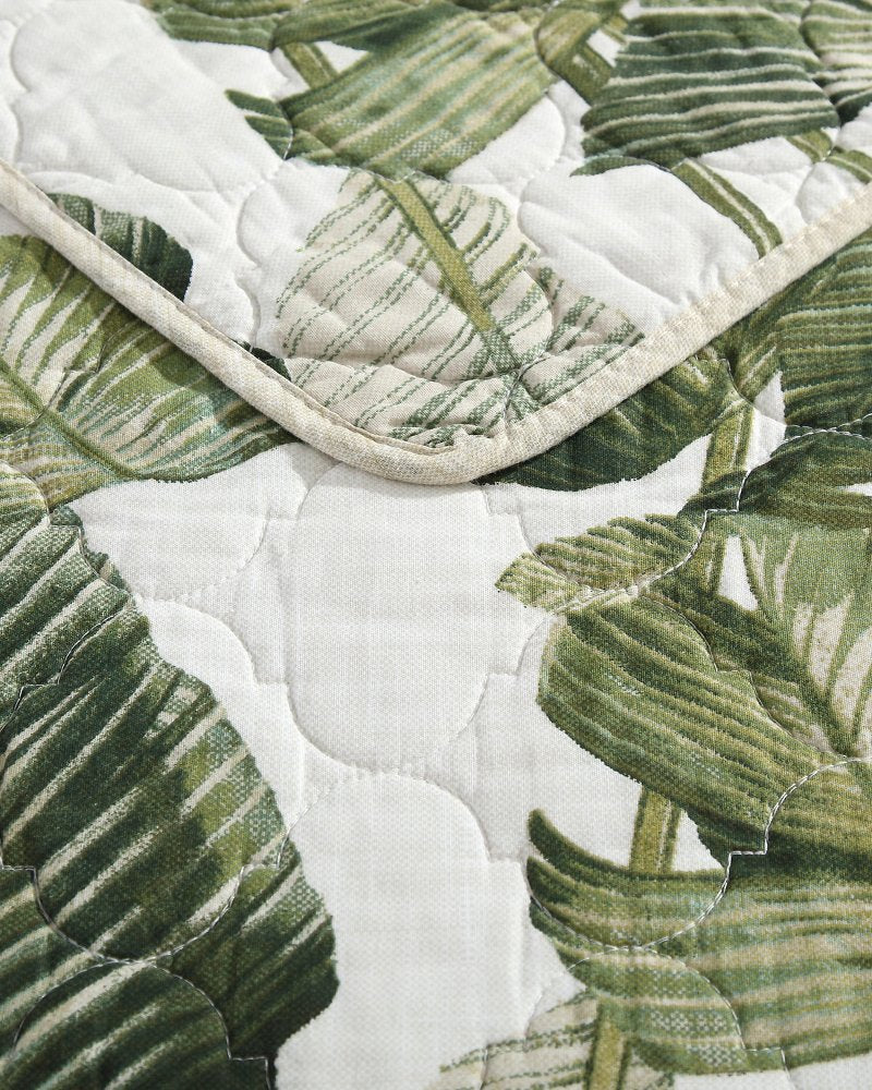 Fiesta Palms Reversible 3-Piece King Quilt Set - Green