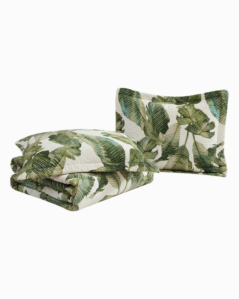 Fiesta Palms Reversible 3-Piece King Quilt Set - Green