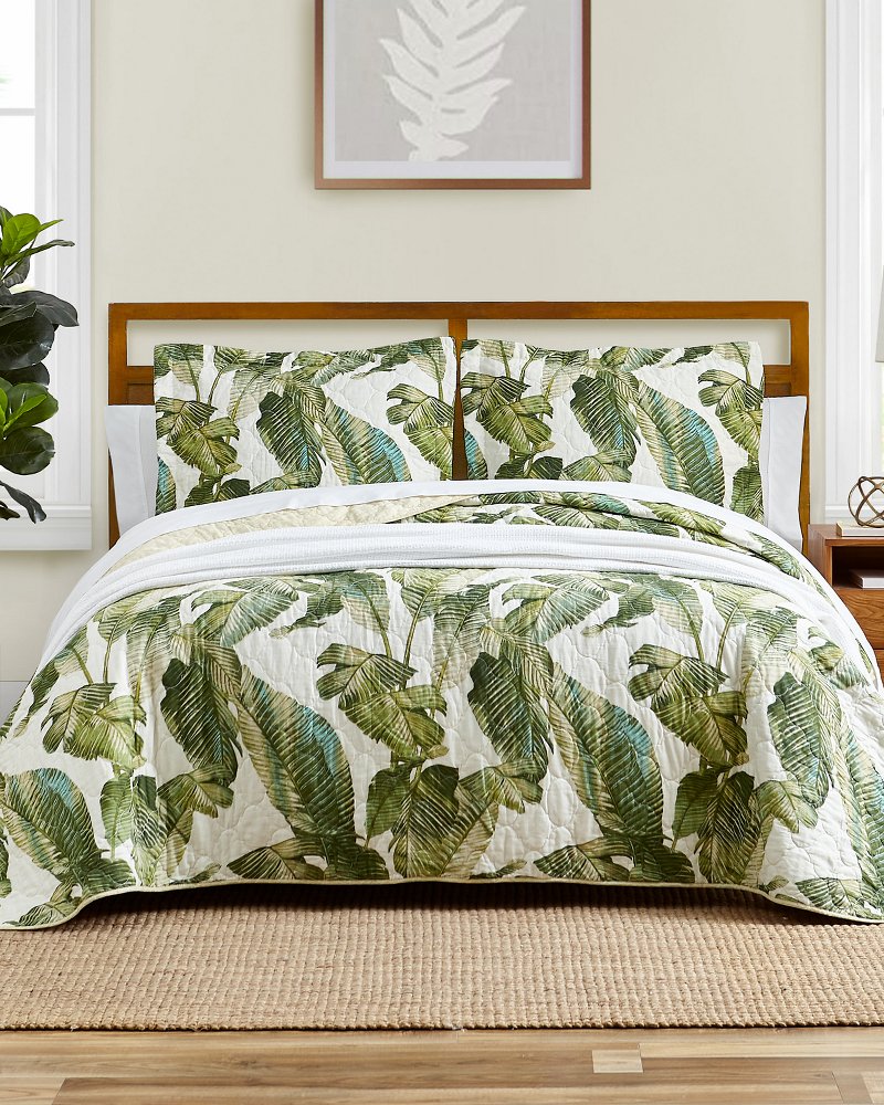 Fiesta Palms Reversible 3-Piece King Quilt Set - Green