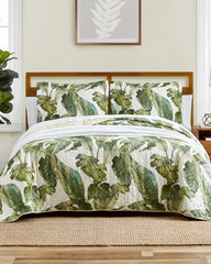 Fiesta Palms Reversible 3-Piece King Quilt Set - Green