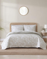 Palmday Reversible 3-Piece Full/Queen Quilt Set - Brown