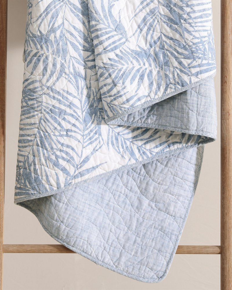Palmday Reversible 2-Piece Twin Quilt Set - Blue Canal