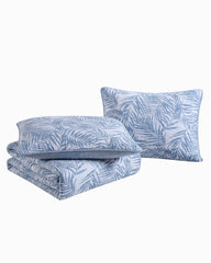 Palmday Reversible 3-Piece Full/Queen Quilt Set - Blue Canal