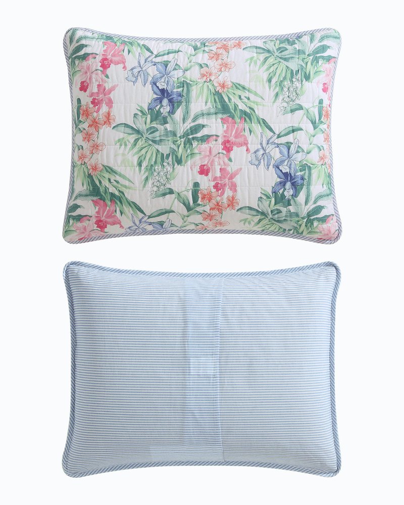 Island Orchid Reversible 3-Piece Full/Queen Quilt Set - White