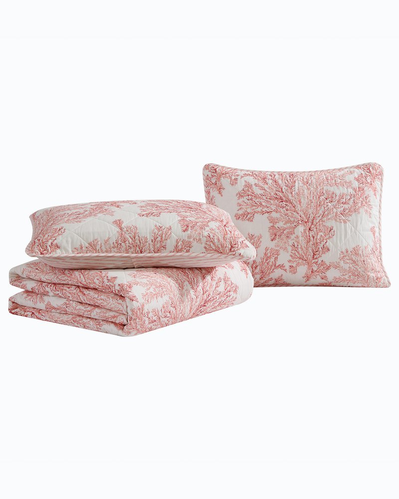 Coral Garden Reversible 2-Piece Twin Quilt Set - Orange