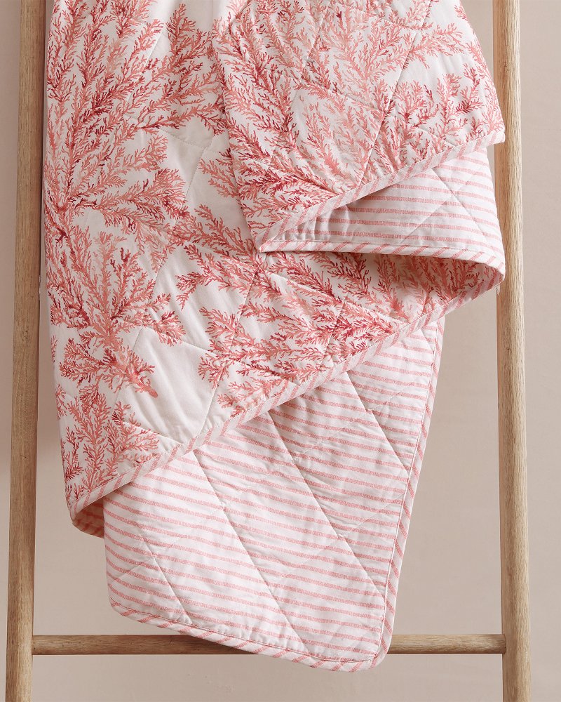 Coral Garden Reversible 3-Piece Full/Queen Quilt Set - Orange