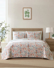 Ikat Tropics Reversible 3-Piece Full/Queen Quilt Set - Multicolor
