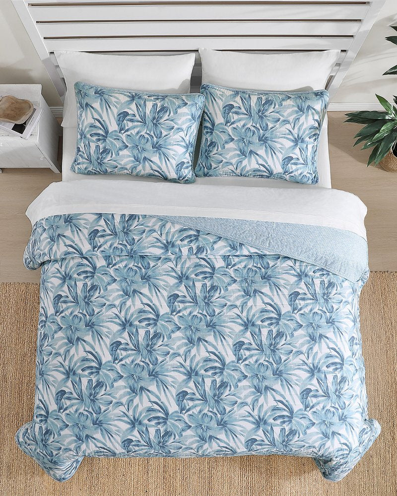Aubrey Reversible 3-Piece King Quilt Set - Blue