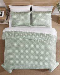 Diamond Isle 3-Piece King Quilt Set - Green/White